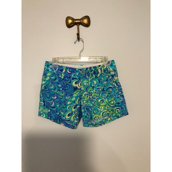 Lilly Pulitzer Sea Blue Lilly’s Lagoon Callahan Shorts - Size 00 - Picture 1 of 10